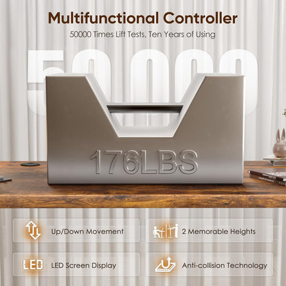 55" Electric Standing Desk,Height Adjustable Home Office Sit Stand up Computer PC Table,Tall Standup Workstation, Gaming Writing Study Bedroom Rising Desks,Brown